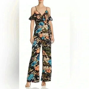 Band of Gypsies Cold-Shoulder Peony Print Jumpsuit Size Medium